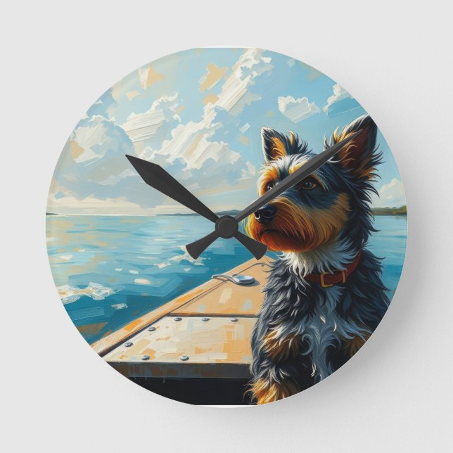Relógio Redondo Dog on a boat (Frente)