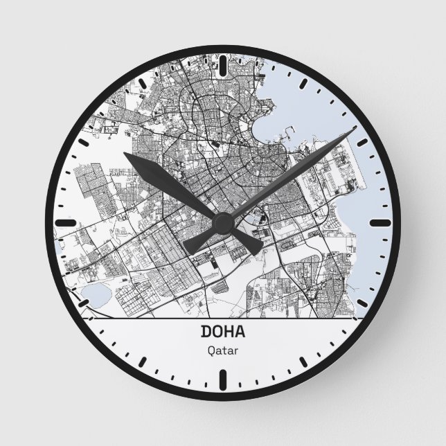 Relógio Redondo Doha Clock City Line Art (Frente)