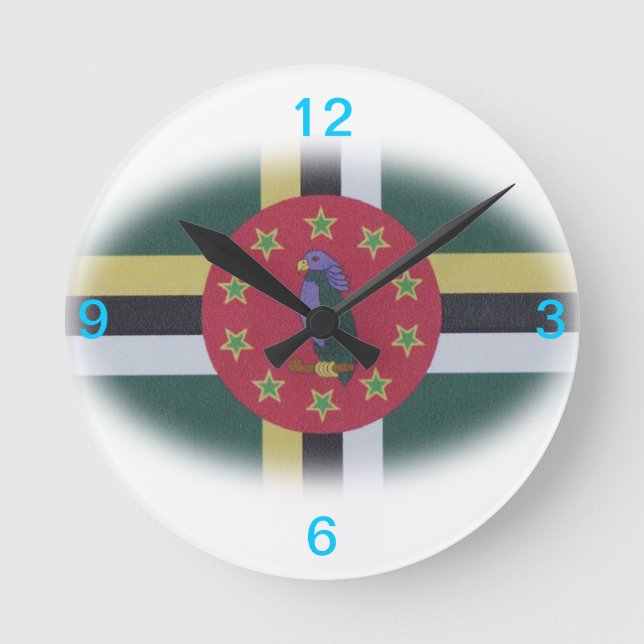 Relógio Redondo Dominica flag clock (Frente)