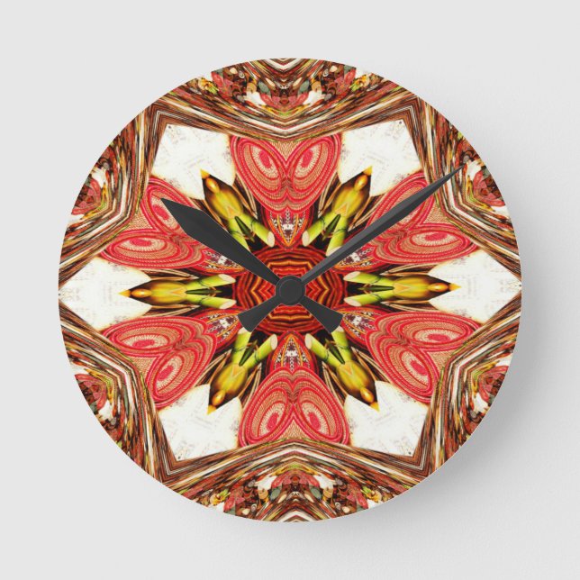 Relógio Redondo Doodle Floral Art Impressão (Frente)