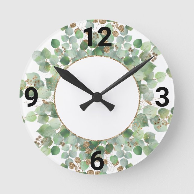 Relógio Redondo Dourado 2 WALL CLOCK Verde Sage (Frente)