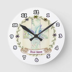 Relógio Redondo Dove Christian Cross