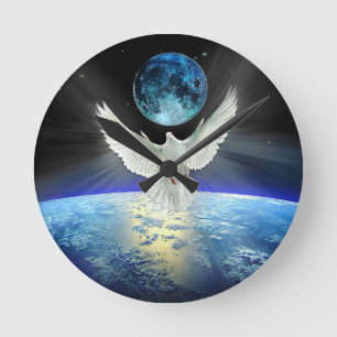 Relógio Redondo Dove of Peace over Earth from Space