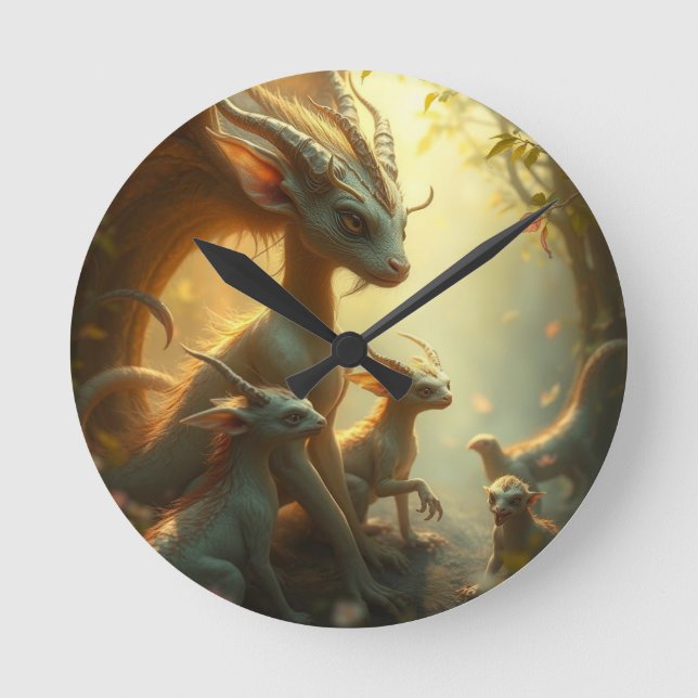 Relógio Redondo „Drachenmutter im goldenen Wald“ (Frente)