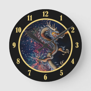Relógio Redondo Dragão Chinês