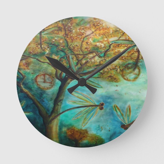 Relógio Redondo Dragonfly Flirtation (Frente)