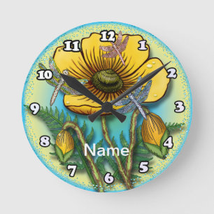 Relógio Redondo Dragonfly yellow