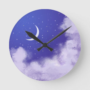 Relógio Redondo DreamNight Sky com Moon Crescente