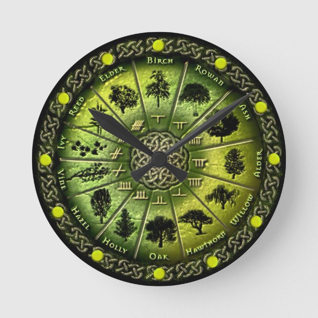 Relógio Redondo Druid Tree Calendar & Ogham clock or watch (Frente)
