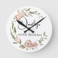 Dusty Pink Rose Floral 90 Birthday