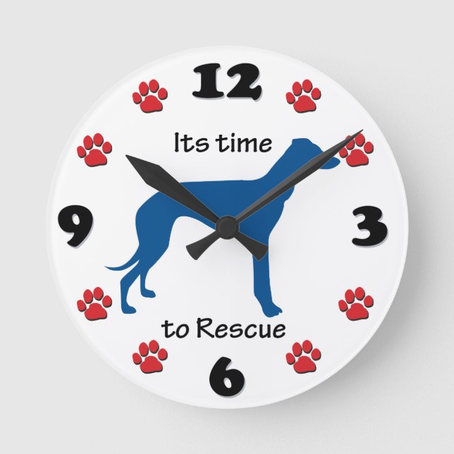 Relógio Redondo É Hora De Resgatar Greyhounds (Frente)