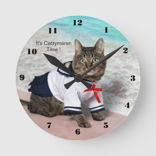 Relógio Redondo É o tempo de Cattymaran! (Frente)