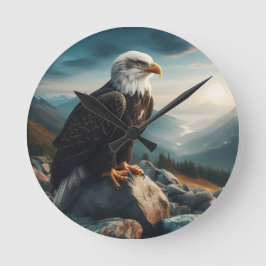 Relógio Redondo Eagle Perked em Rocky Terrain