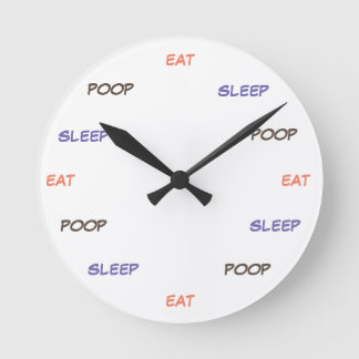 Relógio Redondo Eat sleep poop - clock
