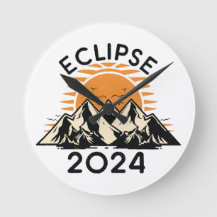 Relógio Redondo Eclipse Solar Total 2024