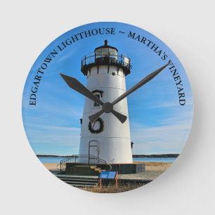 Relógio Redondo Edgartown Lighthouse, Massachusetts Round Clock