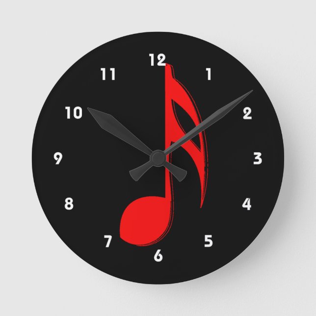 Relógio Redondo eighth note red black music design.png (Frente)
