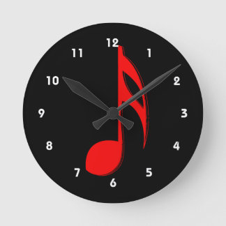 Relógio Redondo eighth note red black music design.png