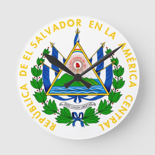 Relógio Redondo El Salvador - emblema/bandeira/brasão/símbolo (Frente)