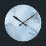 Relógio Redondo Elegant modern stylish baby blue marble look<br><div class="desc">Pretty faux blue marble design.</div>