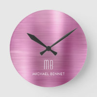 Elegant Monogrammed Pink Brushed Metallic
