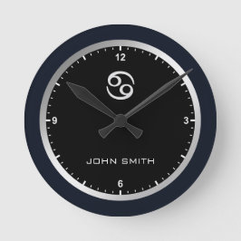 Relógio Redondo Elegante Azul Quadro Azul Zodiac Nome de Sinal Per