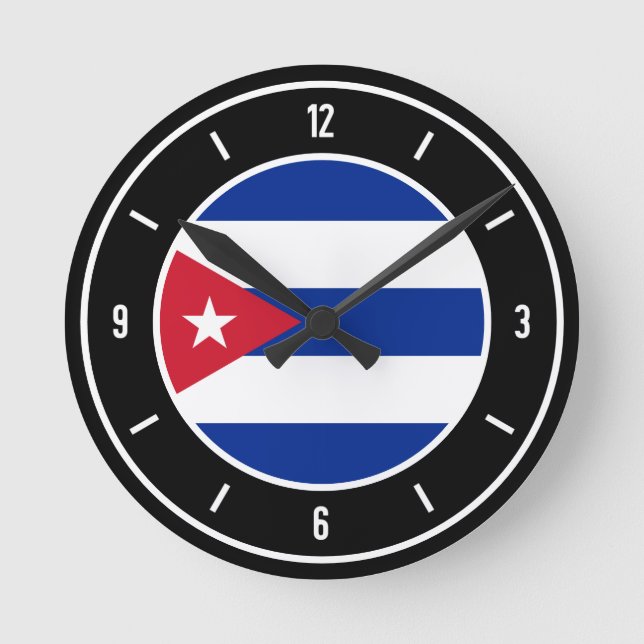 Relógio Redondo Elegante de Bandeira Cuba (Frente)