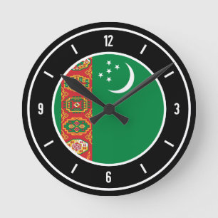 Relógio Redondo Elegante de bandeira do Turquemenistão