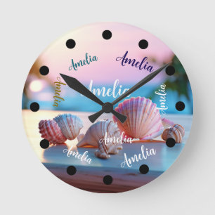Relógio Redondo Elegante de Verão Personalizado