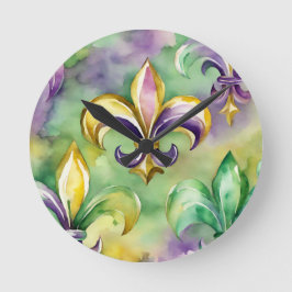Relógio Redondo Elegante Mardi Gras Pastel