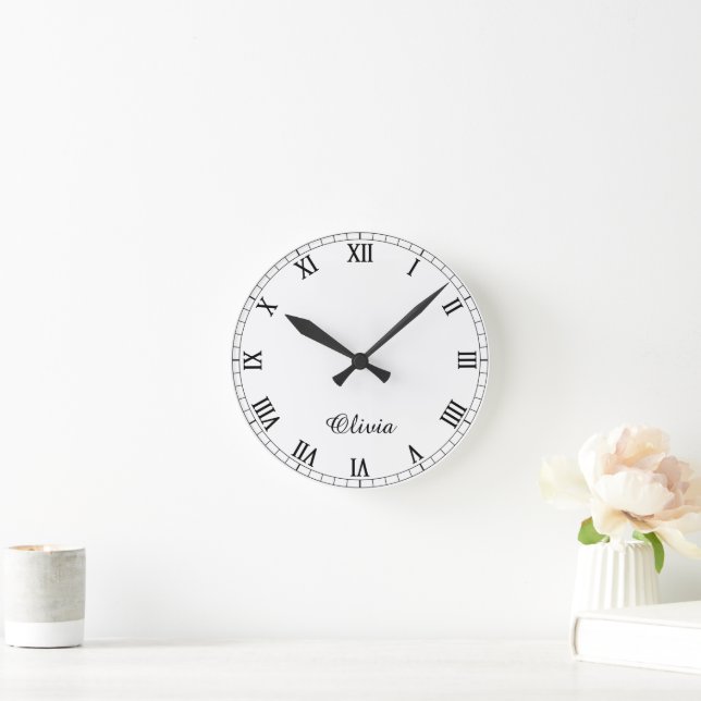 Relógio Redondo Elegante Moderno Com Seu Nome (Lar)