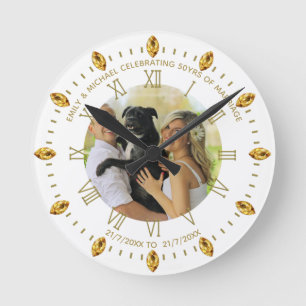 Relógio Redondo Elegante Personalizado PHOTO Clock QUALQUER Texto 