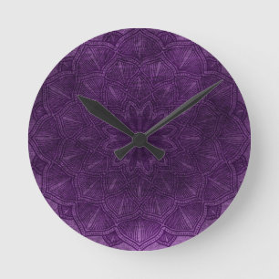 Relógio Redondo Elegante Purple Lilac Mandala