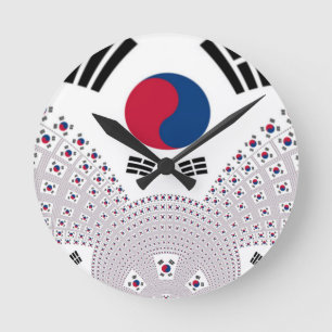 Relógio Redondo Elementos de Sinalizador Vermelho e Azul