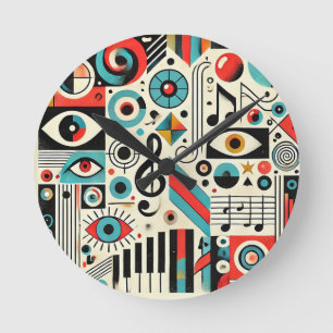 Relógio Redondo Elementos Musicais e Artísticos
