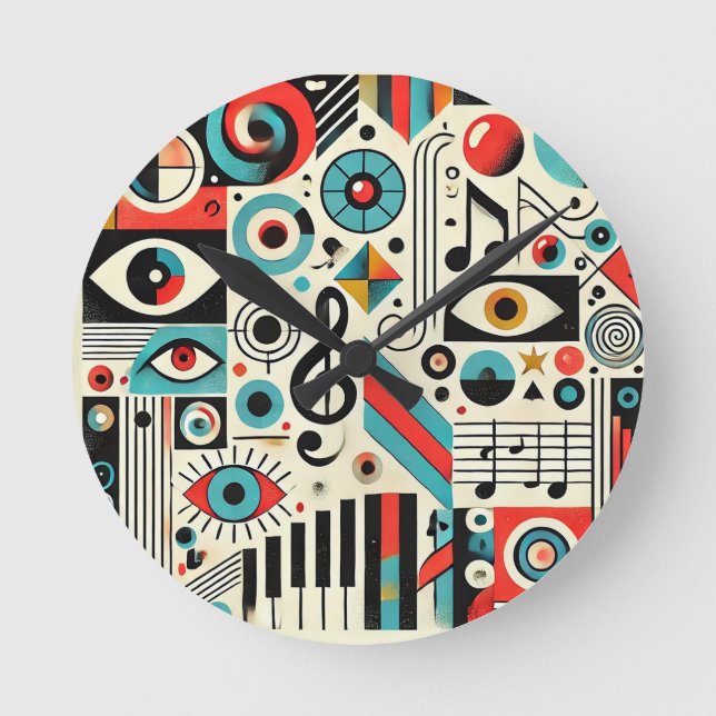 Relógio Redondo Elementos Musicais e Artísticos (Frente)
