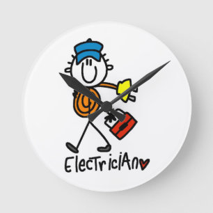 Relógio Redondo Eletricista Boneco Palito
