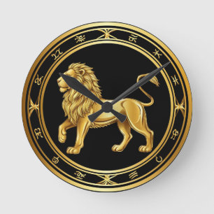 Relógio Redondo Emblema de Leão do Zodíaco