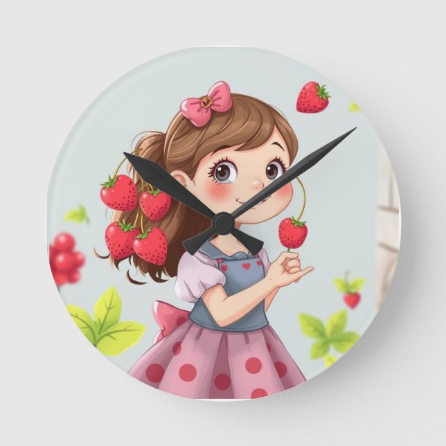 Relógio Redondo Emely – Die Erdbeerprinzessin (Frente)