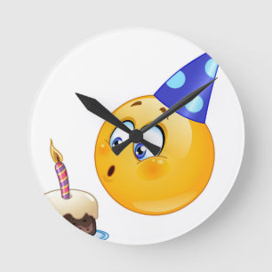 Relógio Redondo emoji de aniversário
