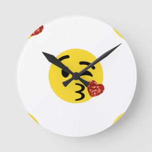 Relógio Redondo emoji de beijo brilhante