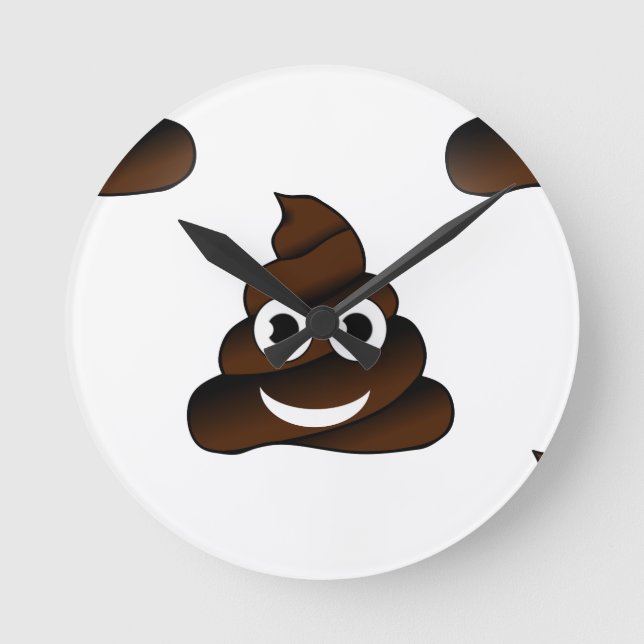 Relógio Redondo emoji de cocô engraçado (Frente)