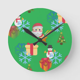 Relógio Redondo emoji de natal verde