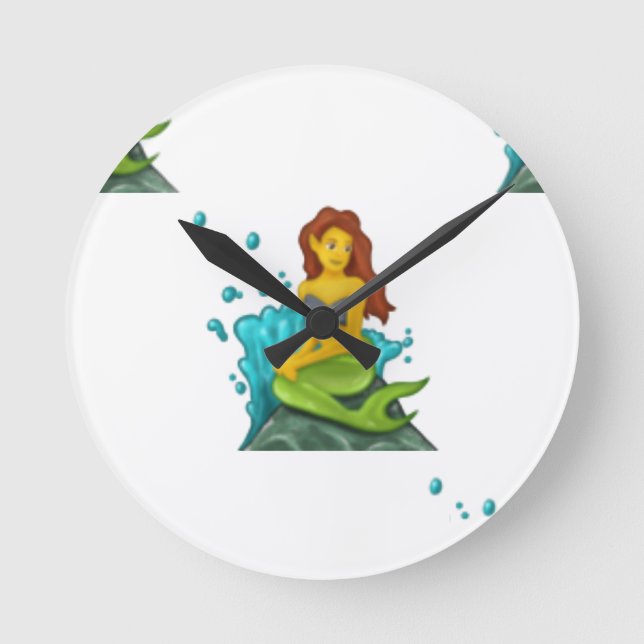 Relógio Redondo emoji mermaid (Frente)