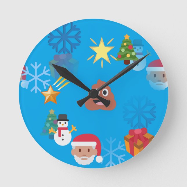 Relógio Redondo emoji poop christmas (Frente)