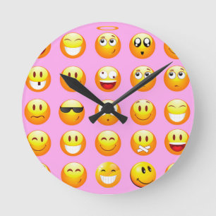 Relógio Redondo emoji rosa pastel