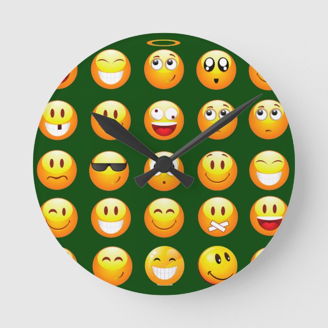 Relógio Redondo emoji verde-escuro (Frente)
