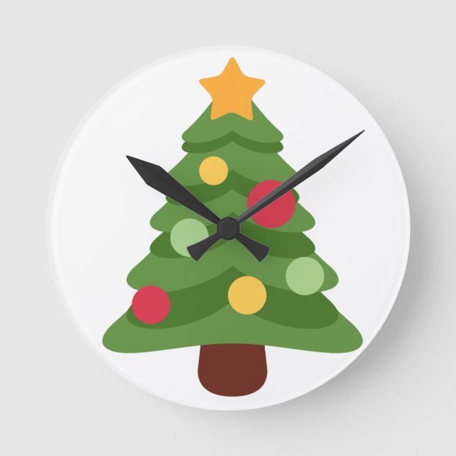 Relógio Redondo emojis de árvore de natal (Frente)