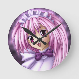 Relógio Redondo Empregada doméstica bonito da menina do Anime
