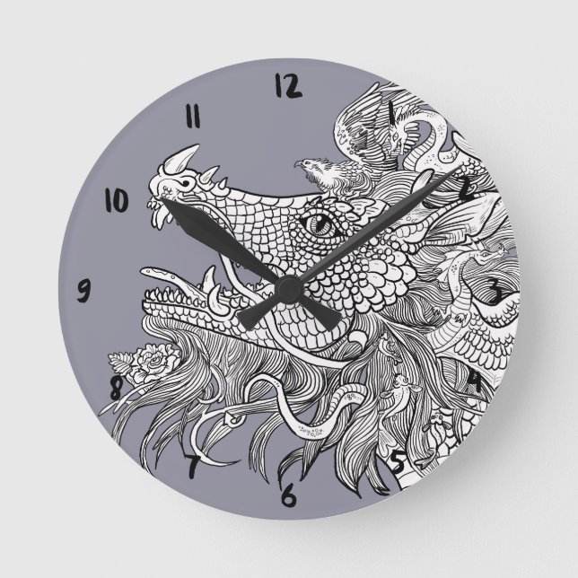 Relógio Redondo Encantamento de Dragão (Frente)